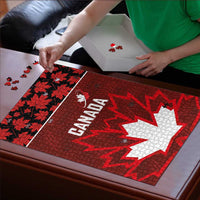 Canadian Rugby Puzzle Maple Leaves Sporty Art Style Red Color - Wonder Print Shop