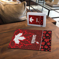 Canadian Rugby Puzzle Maple Leaves Sporty Art Style Red Color - Wonder Print Shop