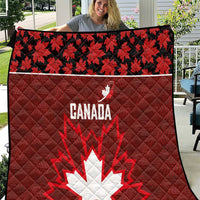 Canadian Rugby Quilt Maple Leaves Sporty Art Style Red Color - Wonder Print Shop