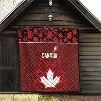 Canadian Rugby Quilt Maple Leaves Sporty Art Style Red Color - Wonder Print Shop