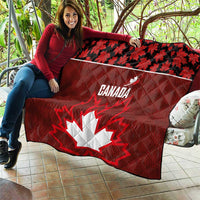 Canadian Rugby Quilt Maple Leaves Sporty Art Style Red Color - Wonder Print Shop