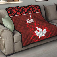 Canadian Rugby Quilt Maple Leaves Sporty Art Style Red Color - Wonder Print Shop