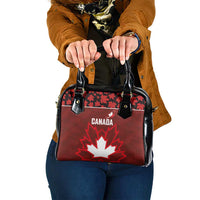 Canadian Rugby Shoulder Handbag Maple Leaves Sporty Art Style Red Color - Wonder Print Shop