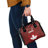 Canadian Rugby Shoulder Handbag Maple Leaves Sporty Art Style Red Color - Wonder Print Shop