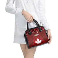 Canadian Rugby Shoulder Handbag Maple Leaves Sporty Art Style Red Color - Wonder Print Shop