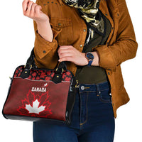 Canadian Rugby Shoulder Handbag Maple Leaves Sporty Art Style Red Color - Wonder Print Shop