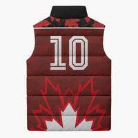 Custom Canadian Rugby Sleeveless Puffer Jacket Maple Leaves Sporty Art Style Red Color - Wonder Print Shop