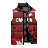 Custom Canadian Rugby Sleeveless Puffer Jacket Maple Leaves Sporty Art Style Red Color - Wonder Print Shop