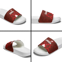 Canadian Rugby Slide Sandals Maple Leaves Sporty Art Style Red Color - Wonder Print Shop
