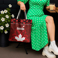 Canadian Rugby Tote Bag Maple Leaves Sporty Art Style Red Color - Wonder Print Shop