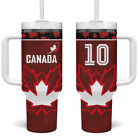 Custom Canadian Rugby Tumbler With Handle Maple Leaves Sporty Art Style Red Color - Wonder Print Shop