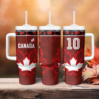 Custom Canadian Rugby Tumbler With Handle Maple Leaves Sporty Art Style Red Color - Wonder Print Shop