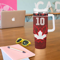 Custom Canadian Rugby Tumbler With Handle Maple Leaves Sporty Art Style Red Color - Wonder Print Shop