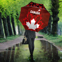 Canadian Rugby Umbrella Maple Leaves Sporty Art Style Red Color - Wonder Print Shop
