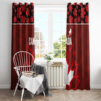 Canadian Rugby Window Curtain Maple Leaves Sporty Art Style Red Color - Wonder Print Shop