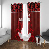 Canadian Rugby Window Curtain Maple Leaves Sporty Art Style Red Color - Wonder Print Shop