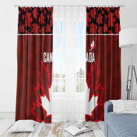 Canadian Rugby Window Curtain Maple Leaves Sporty Art Style Red Color - Wonder Print Shop