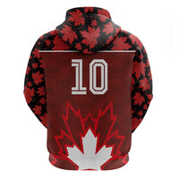 Custom Canadian Rugby Zip Hoodie Maple Leaves Sporty Art Style Red Color - Wonder Print Shop