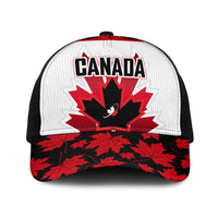 Canadian Rugby Baseball Net Cap Maple Leaves Sporty Art Style White Color - Wonder Print Shop