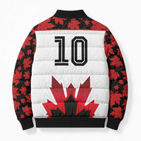 Custom Canadian Rugby Bomber Puffer Jacket Maple Leaves Sporty Art Style White Color - Wonder Print Shop
