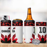 Custom Canadian Rugby 4 in 1 Can Cooler Tumbler Maple Leaves Sporty Art Style White Color - Wonder Print Shop