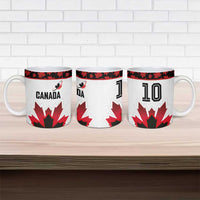 Custom Canadian Rugby Ceramic Mug Maple Leaves Sporty Art Style White Color - Wonder Print Shop