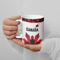 Custom Canadian Rugby Ceramic Mug Maple Leaves Sporty Art Style White Color - Wonder Print Shop