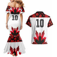 Custom Canadian Rugby Couples Matching Mermaid Dress and Hawaiian Shirt Maple Leaves Sporty Art Style White Color - Wonder Print Shop