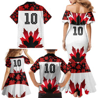 Custom Canadian Rugby Family Matching Mermaid Dress and Hawaiian Shirt Maple Leaves Sporty Art Style White Color - Wonder Print Shop