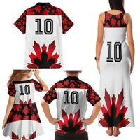 Custom Canadian Rugby Family Matching Tank Maxi Dress and Hawaiian Shirt Maple Leaves Sporty Art Style White Color - Wonder Print Shop