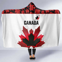 Canadian Rugby Hooded Blanket Maple Leaves Sporty Art Style White Color - Wonder Print Shop