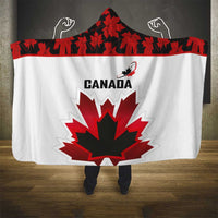 Canadian Rugby Hooded Blanket Maple Leaves Sporty Art Style White Color - Wonder Print Shop