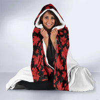 Canadian Rugby Hooded Blanket Maple Leaves Sporty Art Style White Color - Wonder Print Shop