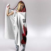 Canadian Rugby Hooded Blanket Maple Leaves Sporty Art Style White Color - Wonder Print Shop