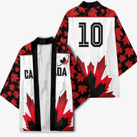 Custom Canadian Rugby Kimono Maple Leaves Sporty Art Style White Color - Wonder Print Shop