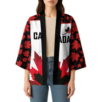 Custom Canadian Rugby Kimono Maple Leaves Sporty Art Style White Color - Wonder Print Shop