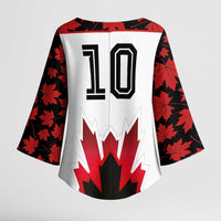 Custom Canadian Rugby Kimono Sleeve Blouse Maple Leaves Sporty Art Style White Color - Wonder Print Shop