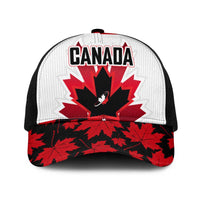 Canadian Rugby Mesh Trucker Cap Maple Leaves Sporty Art Style White Color - Wonder Print Shop