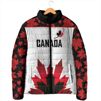 Custom Canadian Rugby Padded Jacket Maple Leaves Sporty Art Style White Color - Wonder Print Shop