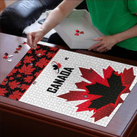 Canadian Rugby Puzzle Maple Leaves Sporty Art Style White Color - Wonder Print Shop