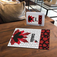 Canadian Rugby Puzzle Maple Leaves Sporty Art Style White Color - Wonder Print Shop