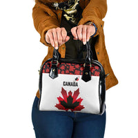 Canadian Rugby Shoulder Handbag Maple Leaves Sporty Art Style White Color - Wonder Print Shop