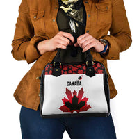 Canadian Rugby Shoulder Handbag Maple Leaves Sporty Art Style White Color - Wonder Print Shop