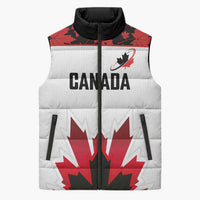 Custom Canadian Rugby Sleeveless Puffer Jacket Maple Leaves Sporty Art Style White Color - Wonder Print Shop