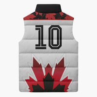 Custom Canadian Rugby Sleeveless Puffer Jacket Maple Leaves Sporty Art Style White Color - Wonder Print Shop