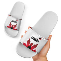 Canadian Rugby Slide Sandals Maple Leaves Sporty Art Style White Color - Wonder Print Shop