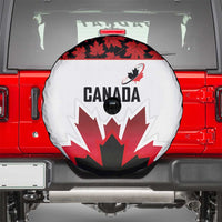 Canadian Rugby Spare Tire Cover Maple Leaves Sporty Art Style White Color - Wonder Print Shop