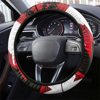 Canadian Rugby Steering Wheel Cover Maple Leaves Sporty Art Style White Color - Wonder Print Shop