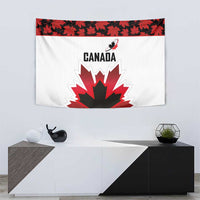 Canadian Rugby Tapestry Maple Leaves Sporty Art Style White Color - Wonder Print Shop