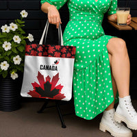 Canadian Rugby Tote Bag Maple Leaves Sporty Art Style White Color - Wonder Print Shop